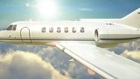 Animation of a camera flight from the aircraft cabin.3D render. Stock Footage 141646404