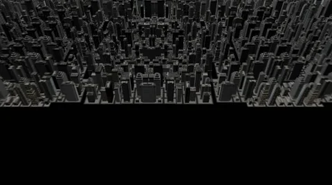 Animation of a camera moving among city buildings Stock Footage 64220225
