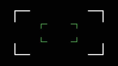 Animation of camera viewfinder with white square frame and flash light on black Stock Footage 140360565