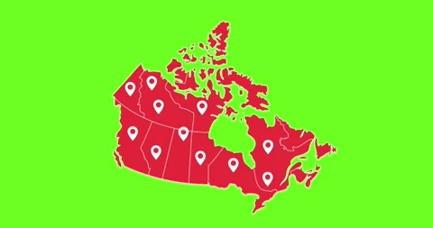 Animation canada maps with point maps green screen unique Stock Footage 333098800