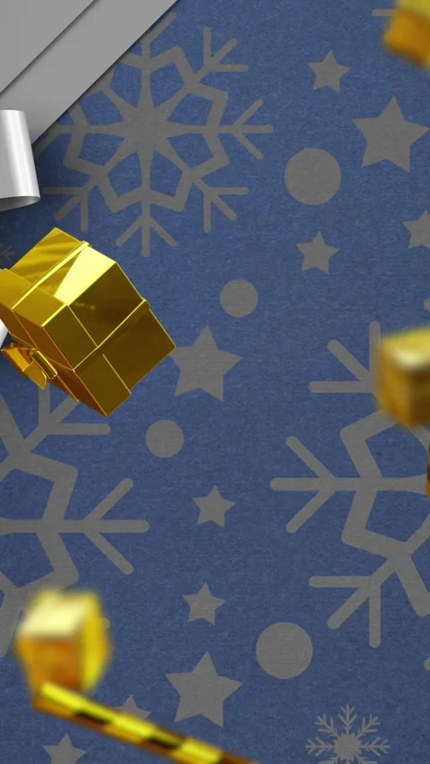Animation of candy canes and gifts christmas decorations on blue background Stock Footage 343609922