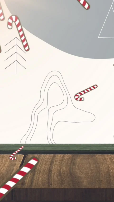 Animation of candy canes falling over trees on white background Stock Footage 343739374