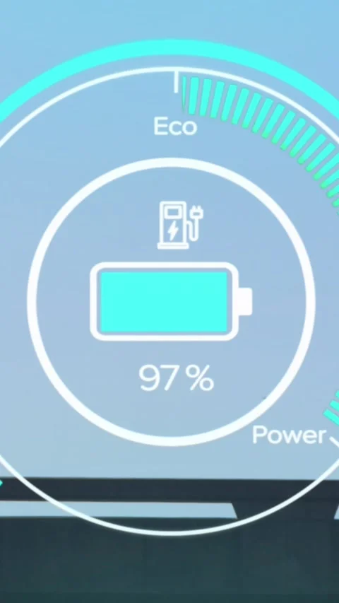 Animation of car dashboard interface with data processing against time-lapse of Stock Footage 342600959