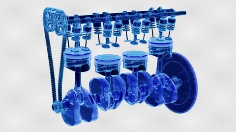 Animation car engine from the inside. X-Ray style. Alpha channel. Stock Footage 308075063