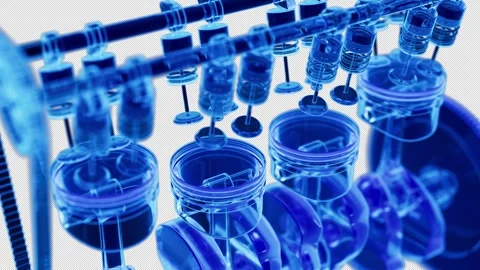 Animation car engine from the inside. X-Ray style. Alpha channel. Stock Footage 308739517