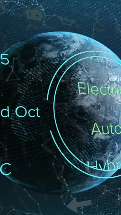 Animation of car interface with data processing and network of connections over Stock Footage 344803219