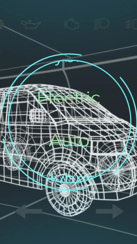 Animation of car interface over digital van model on black background Stock Footage 323248750