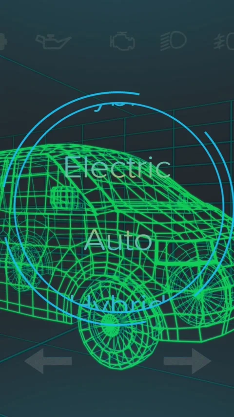 Animation of car interface over digital van model on black background Stock Footage 323248761