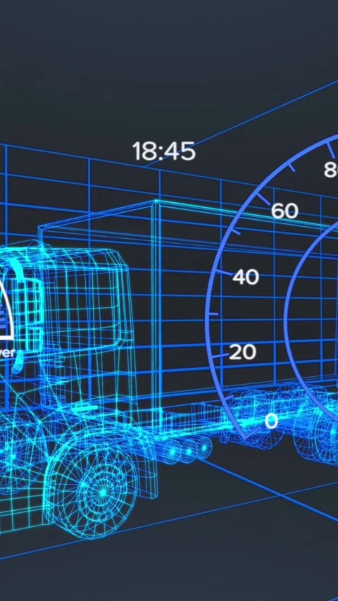 Animation of car interface over digital lorry model on black background Stock Footage 344765574