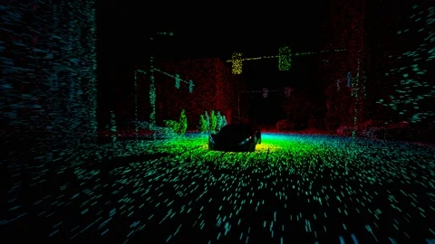 Animation with car lidar tracking technology. Device scaning environment. CGI Stock-Footage 201228850