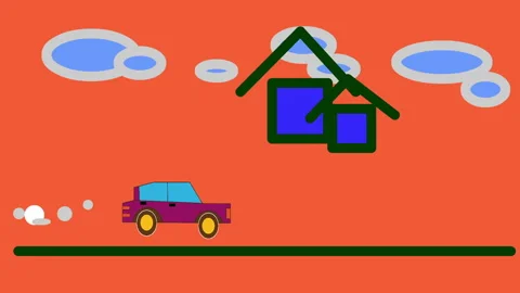 Animation of a car passing over landscape Stock Footage 147149787