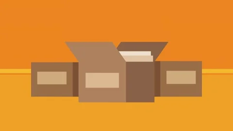 Animation of cardboard boxes being packed and moving in a dynamic shipping .. Stock Footage 338314928