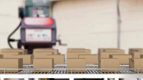 Animation of cardboard boxes moving on c... | Stock Video | Pond5