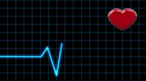 Animation Cardiogram and Pulsing Heart on a Black background Видео 52002117