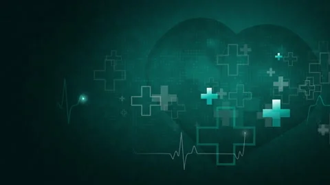 Animation cardiogram on dark green abstract background with beating heart shape. Video stock 246327402