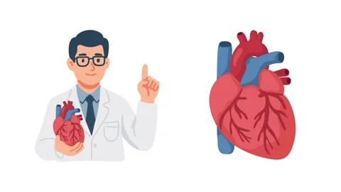 Animation cardiologist explaining human heart anatomy Stock Footage 340825711