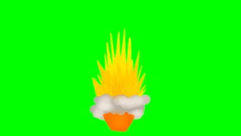 Animation of a cartoon explosion drawn on a green chromakey background for Stock Footage 305474943