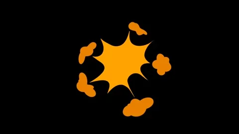 Animation of a cartoon explosion drawn on a green chromakey background for Stock Footage 305475231