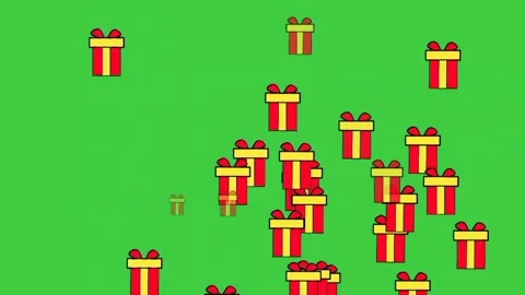 Animation of cartoon gift boxes falling on a green screen background. Stock Footage 316967132