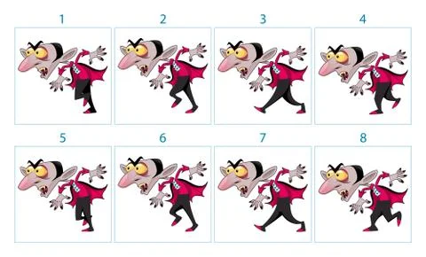 Animation of a cartoon vampire character Illustrazione stock