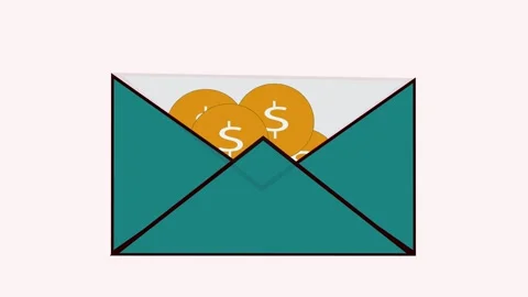 Animation of cash hidden inside an envelope, ideal for content on wage tran.. Stock Footage 309015998