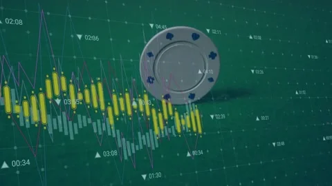 Animation of casino chip over data processing Stock Footage 328462029