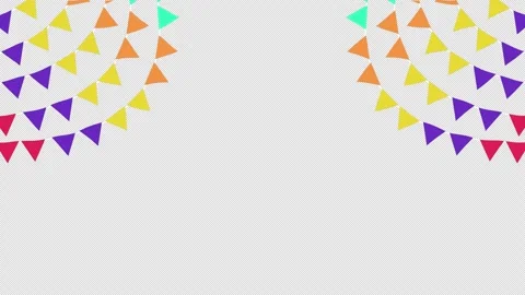 Animation celebration with colorful triangular party flags arranged in over.. Stock Footage 308713906