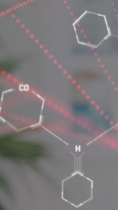 Animation of cell structure and processing data over half portrait of asian Stock Footage 343498791