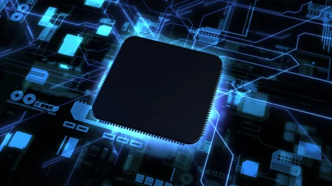 Animation with central processing unit. technology splash Stock Footage 165927400