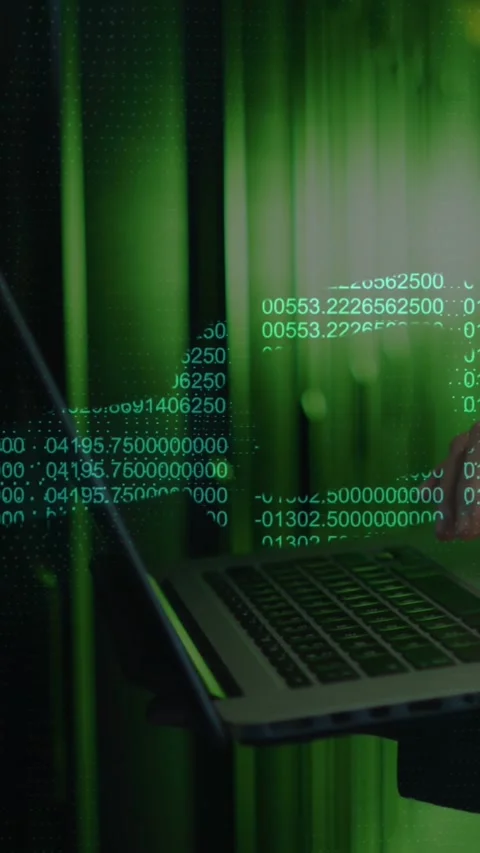 Animation of chain and data processing over male it engineer using laptop by Stock Footage 324022200