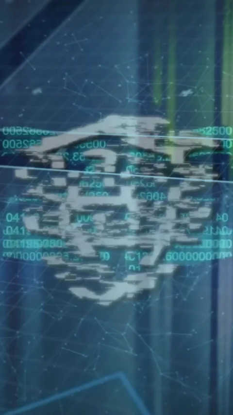 Animation of chain and padlock icon over network and server room Stock Footage 343504385
