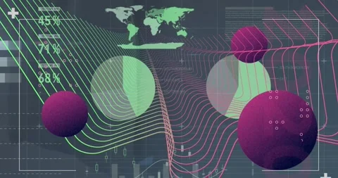 Animation of chain, computer data processing over world map Stock Footage 330469375