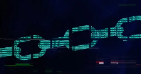 Animation of chain, computer data processing over binary coding Stock Footage 330659560