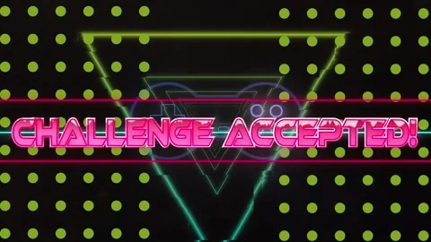 Animation of challenge accepted text banner over video game controller icon Stock Footage 328087164