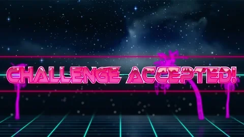 Animation of challenge accepted text with digital triangular space with grid Stock Footage 316407965