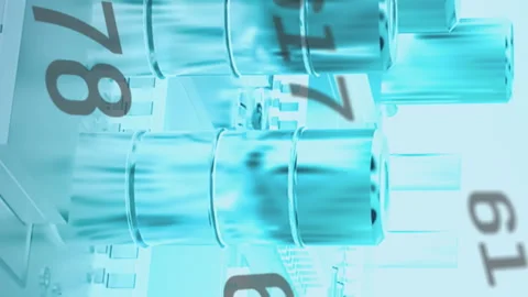 Animation of changing black numbers over a blue microprocessor Stock Footage 312582105