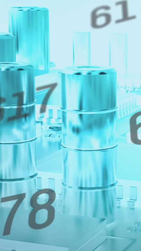 Animation of changing black numbers over a blue microprocessor Video stock 323682227