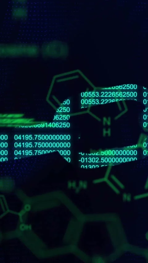 Animation of changing number forming blockchain and computer language over Stock Footage 323579023