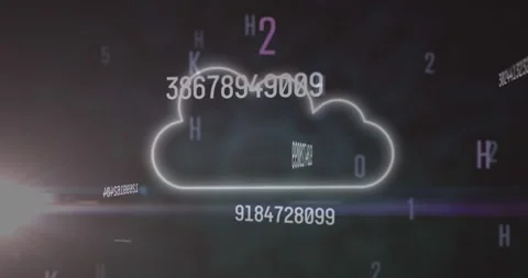 Animation of changing numbers and cloud on black background Stock Footage 329124595