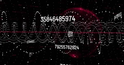 Animation of changing numbers and dots forming dna helix over globe on black Stock Footage 327447572