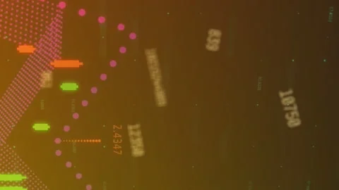 Animation of changing numbers and financial data processing on orange gradient Stock Footage 312718013