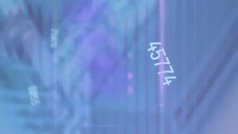 Animation of changing numbers and lens flare moving over motherboard Stock Footage 312304267