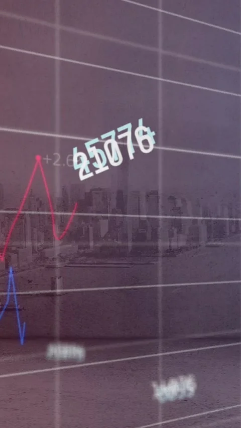 Animation of changing numbers and statistical data processing against aerial Stock Footage 344636103