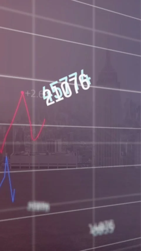 Animation of changing numbers and statistical data processing against aerial Stock Footage 344783346