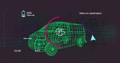 Animation of changing numbers in circles, battery icons, arrow on map pattern Stock Footage 328311937