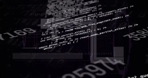Animation of changing numbers, computer language over circles and binary codes Stock Footage 238061060