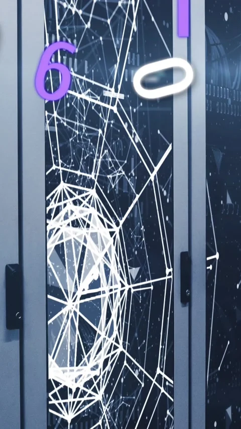 Animation of changing numbers, connections, net and lights over servers Stock-Footage 341976323
