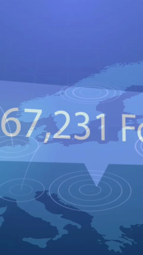 Animation of changing numbers, followers text, icon over abstract pattern on Stock Footage 344595787