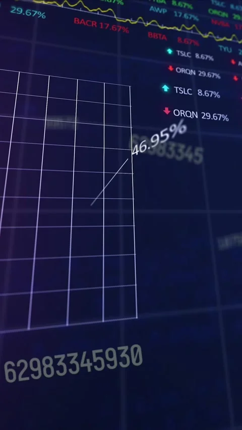 Animation of changing numbers, graphs, trading boards and computer language over Stock Footage 320229081