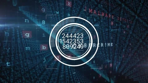 Animation of changing numbers in loading circles, texts, letters, symbols over Stock Footage 257175868